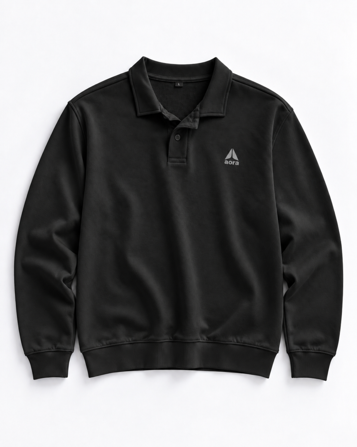 BUTTON SWEAT SHIRT-BLACK